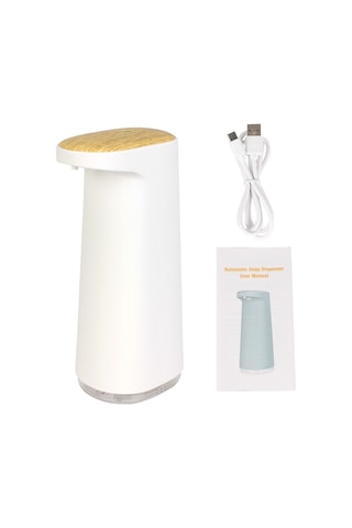 450ml Otomatik Köpük Sabunluk Usb Şarjlı Temassız Dispenser 2 Beyaz