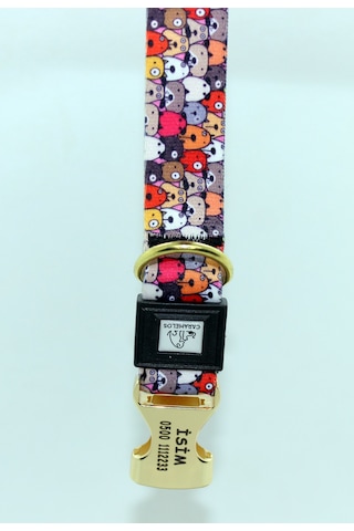 İsimli- Kişiye Özel Orta Ve Büyük Irk Ayarlanabilir Köpek Tasma M Altın - Siyah