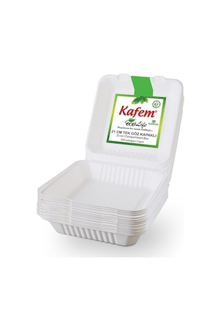 Kafem Ekolojik TekGöz Kapaklı Karton Tabak 25 li x 10 Paket (Koli)