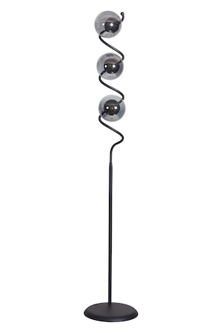 Luzarana Nora Siyah Metal Gövde Füme Camlı Tasarım Lüx Yerden Aydınlat...