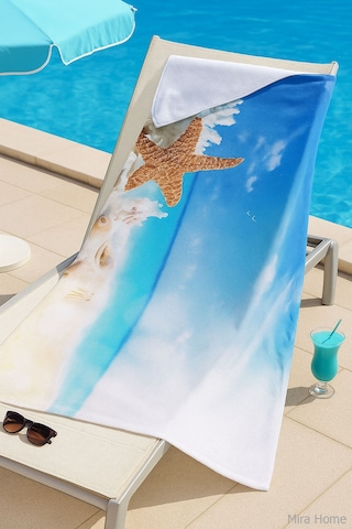 Yetişkin Unisex 70x140 Cm Yaz Desenli Plaj ,deniz , Banyo Havlusu Ocean Mavi