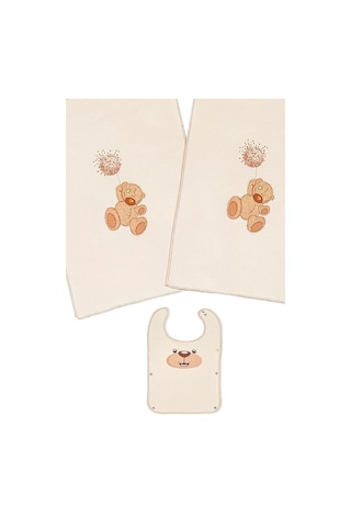 Fluffy Bear 8 Parça Bebek Beslenme Seti 2 Yaşa Kadar Uygun Müslin Beslenme Takımı