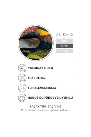 Colora Halı Koleksiyonu Yumuşak Renkli Kare Halı, Tozumaz, Modern Tasarım Ve Kolay Temizlik Multi 3