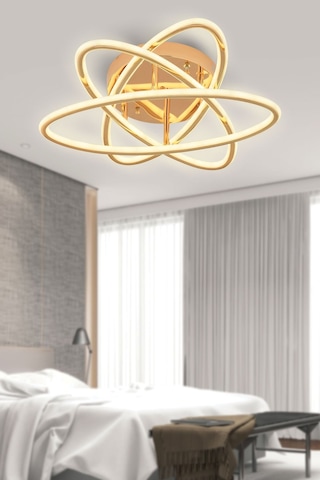 Star Gold 3lü Kumandalı Ve Dimerli Beyaz, Sarı, Gün Işığı Ledli Plafonyer Avize Sb-ld-501 Gold