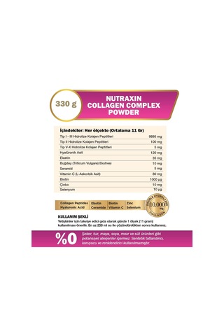 Tr Collagen Complex Powder 5 Tip Kolajen Tip I, Iı, Iıı, V, X Hyalüronik Asit, Elastin, C Vitamini, Biotin Şek