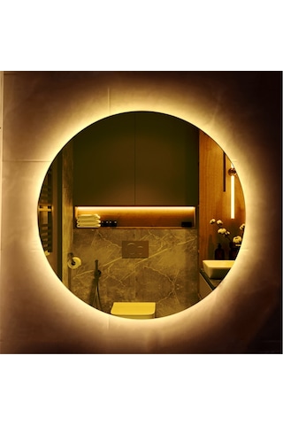 Dekoratif Led Işıklı Yuvarlak Banyo Ve Konsol Aynası Şeffaf