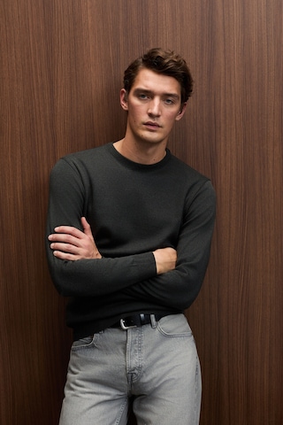 VAREX Erkek Yuvarlak Yaka Basic Slim Fit Triko Antrasit Kazak