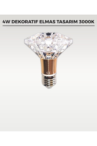 4w Dekoratif Kristal Diamond Led Ampul 3000k Şeffaf Elmas Tasarım Led Ampul