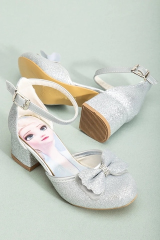 Nese Shoes Kız Çocuk Fiyonklu Prenses Topuklu Ayakkabı Gümüş