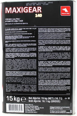 Petrol Ofisi Maxigear 140 Mineral Otomotiv Dişli Yağı 15 KG