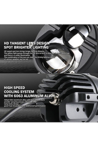 1 Adet Motosiklet Atv Utv Scooter Led Sis Farı Metal Kasa Yüksek Güçlü Delici Beyaz Sarı Çift Renk 12/24 V