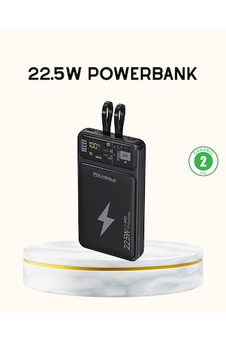 Powerbank Hızlı Şarj 10000 Mah Dahili Kablo 20.000 Mah