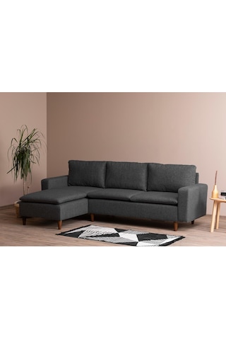 Lungo Modüler Köşe Koltuk Takımı L Koltuk - Koyu Gri Keten Koyu Gri