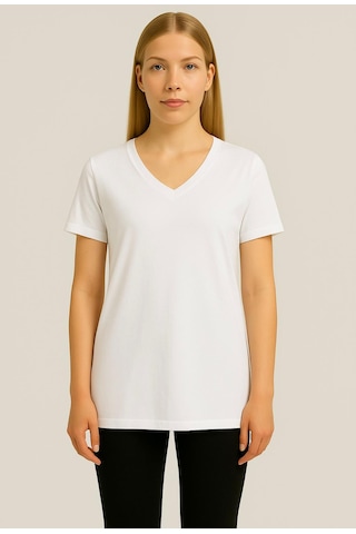 Axxel Kadın Beyaz Kısa Kollu Oversize T-shirt-d804-k Beyaz