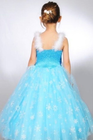 Parti Selesi Karlar Ülkesi Frozen Elsa Kostüm Mavi Tarlatanlı Askılı Elbise Kız Çocuk Kıyafet Turkuaz