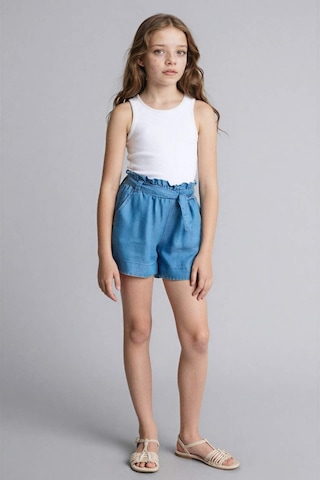 Defacto Beli Bağcıklı Mavi Denim Şort Kız Çocuk G6380a826smnm28 Mavi-nm28