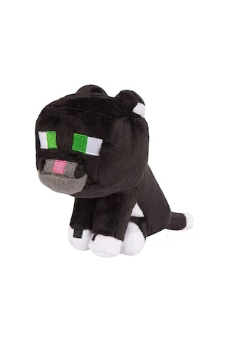 Minecraft Tuxedo Cat Plush Kara Kedi İthal Premium Sevimli Karakter Oyuncak 22 Cm