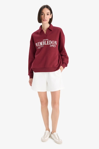 Defacto Relax Fit Polo Yaka Baskılı Kalın Sweatshirt F1063AX25AU Bordo