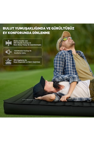 Kingcamp Premium Double Çift Kişilik Şişme Mat R-değeri 7.5 Siyah