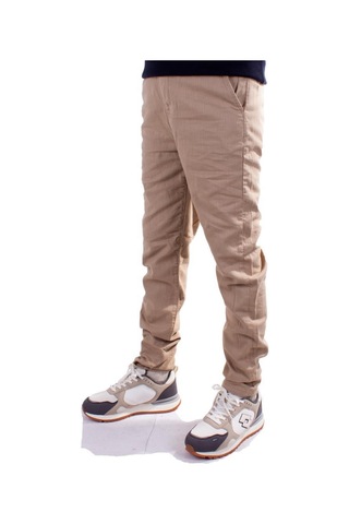 Twister Slim Jogger-011 Bej Yüksek Bel Dar Paça Erkek Keten Pantolon 001