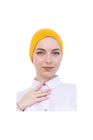 Modish Group Pratik Bone Pamuklu Tesettür İç Bone, Başörtüsü İçin Hazır Viskon Şapka, Namaz Günlük Kullanım İçin Sarı