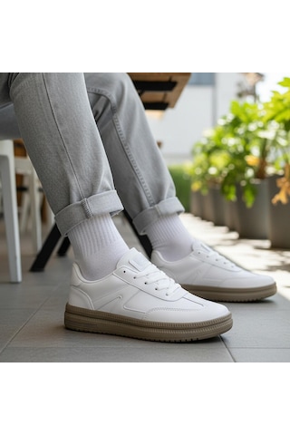 Ispartalılar 510 Hazır Taban Unisex Spor Ayakkabı Bağcıklı Rahat Sneaker Erkek Kadın Spor Ayakkabı Beyaz