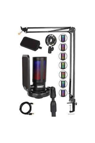 Rgb Set Usb Oyuncu Ve Yayıncı Mikrofonu Condenser Stüdyo Kayıt Gaming Tiktok Twitch Canlı Yayın Discord Youtube