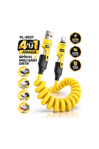 4 Ü 1 Arada Spiral Hızlı Şarj Data Kablosu Pratik Çoklu Bağlantı