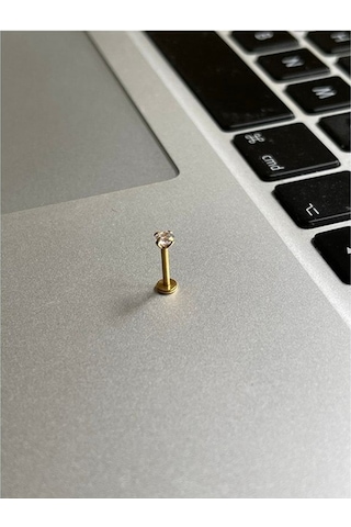 Cerrahi Çelik Tragus Helix Kıkırdak Conch Minimal Tek Taş Piercing Gold