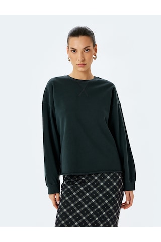 Koton Pamuklu Bisiklet Yaka Uzun Kollu Oversize Sweatshirt Antrasit 5sak10200ek Antrasit