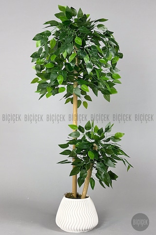 Biçiçek Yapay Benjamin Ağacı 140cm Spiral Saksıda Leylek Model