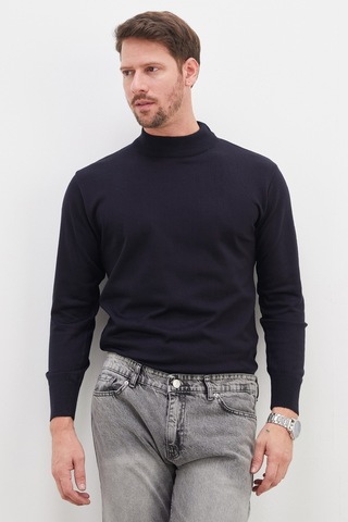 Fullamoda Basic Dik Yaka Regular Fit Triko Kazak Lacivert