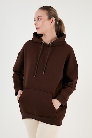 Lela Regular Fit Pamuklu Kapüşonlu Yaka Şardonlu Kışlık 2'Li Paket Bayan Sweat 5863854S2 Kahve-Mor