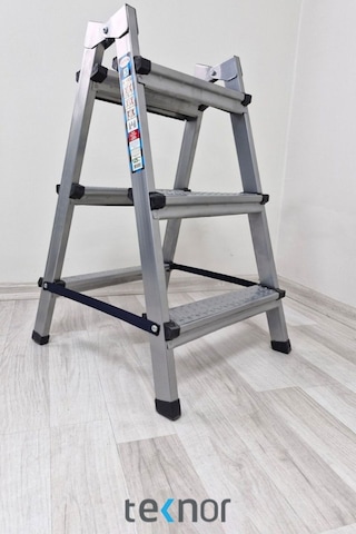Çift Taraflı Dayanıklı 3+3 Metal Basamaklı Merdiven