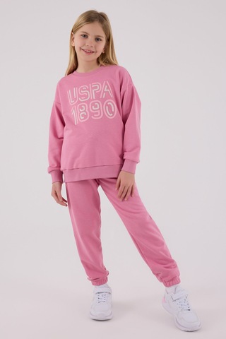 U.S. Polo Assn. Kız Çocuk Pembe Eşofman Takımı Kahverengi