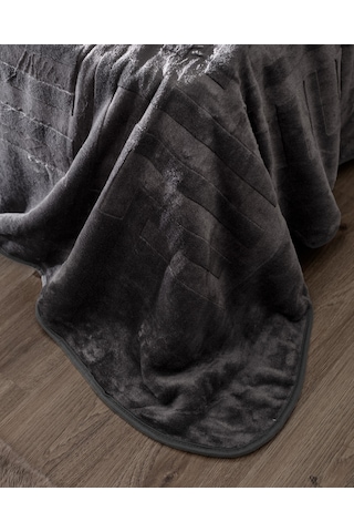 Clementine Çift Kişilik Vizon Emboss Battaniye - Antrasit Gri