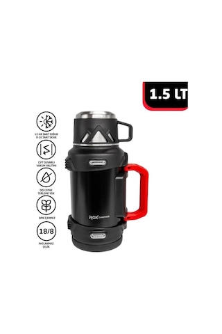 Rox Campıng 1.5 Lt Kamp Termos Siyah