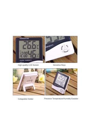 Youtek Ev İçi Sıcaklık Ve Nem Ölçer, Siyah-beyaz, Dahili Pil, Maks-min Kaydı, Saat Gösterimi, Hassas Ölçüm Aralığı -50 C/+70 C, 20%-99% Rh Siyah - Beyaz