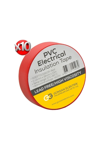 Günsan Kırmızı Elektrik İzolasyon Bandı 10 Adet