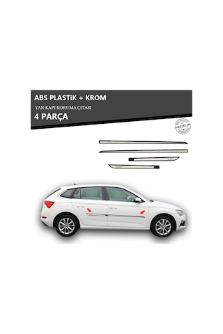 Skoda Scala Yan Kapı Koruma Çıtası Plastik + Krom