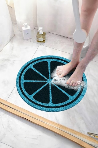 Yuvarlak Banyo Paspası Kaymaz Yumuşak Esnek Paspas Islak Zemin Hijyenik Paspas 50x50 Cm Mavi