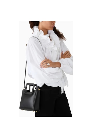Staud Mini Shirley Tote Bag Kadın Deri Çanta, Şık Ve Çok Yönlü Omuz Çantası Siyah
