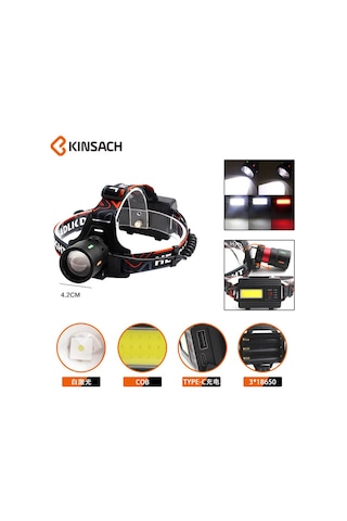 Or-t201 Usb Li Kafa Lambası 30w 2000 Lümen 2 Adet 18650 Pil Dahil Siyah