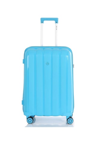 Mçs Bavul Orta Ve Kabin 2li Set Kırılmaz Silikon Valiz V305 Açıkmavi Mavi