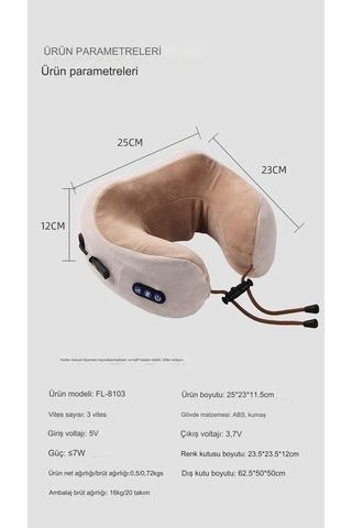 Fortunelane Xinxin Ev Servikal Omurga U Şeklinde Masaj Yastık Haki