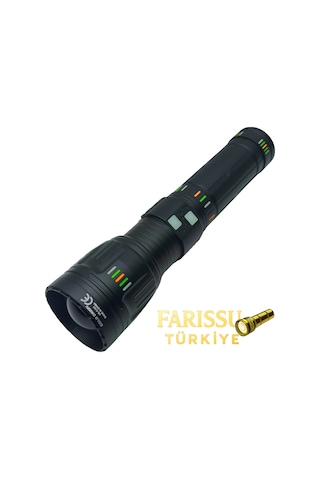 Or-g600 6000 Lümen Zoomlu Şarjlı El Feneri 4 6000 Mah Pil 3 Km Menzil Powerbank Özellikli Siyah