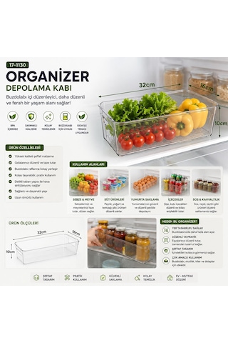 Urve Ur-3569 Şeffaf Mika Modüler Çok Amaçlı Organizer 32x16x10 Cm- 24'li Paket