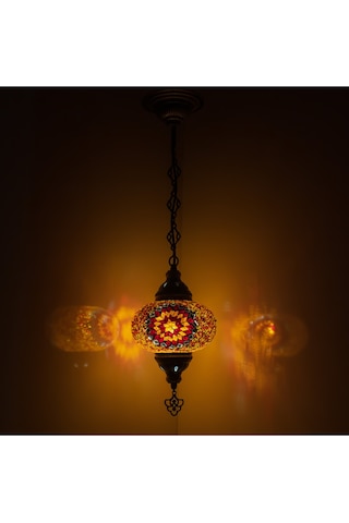 Mozaik Lamba Sarkıt Avize Renkli Desenli Lamba Renkli