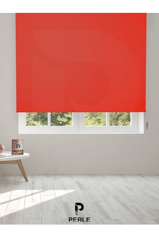 Br Perle Kırmızı Renk Düz Mekanize Stor Perde Yüksek Kalite Metropol Serisi Kırmızı