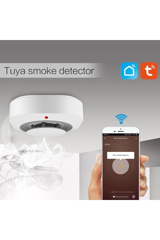 Monyee Tuya Wifi İçin Akıllı Duman Algılayıcı - 90db Sesli Alarm, App Bildirimi, 360 Tespit, 9v Pil Dahil